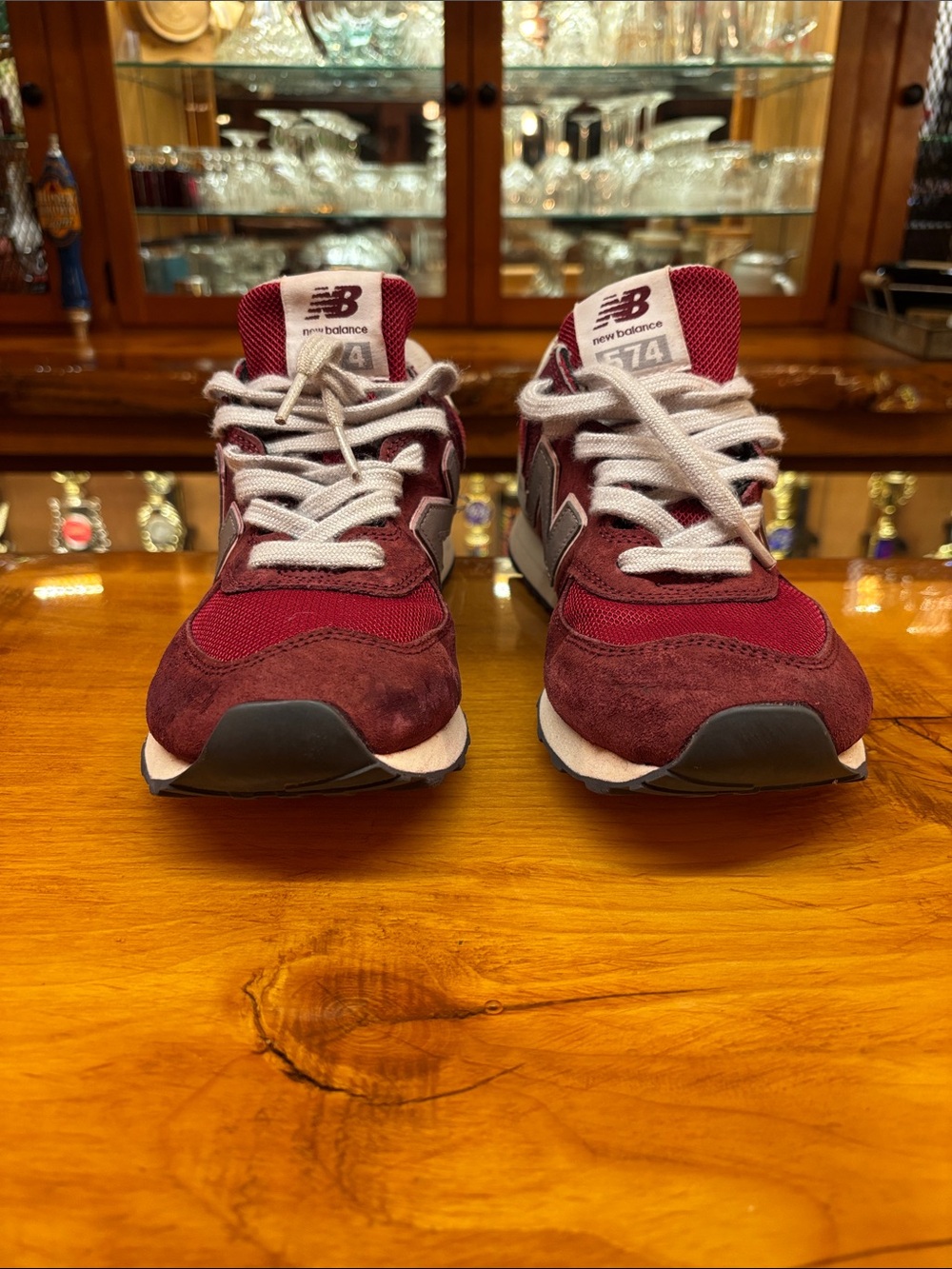 Men’s New Balance Burgundy & Gray 574 Running Sneakers